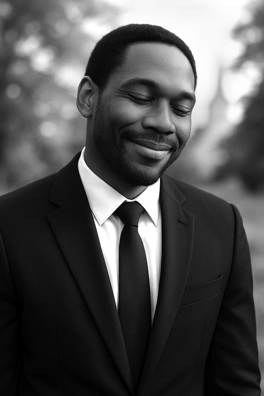 Dennis photographed before his death, in a suit, mid-smile.